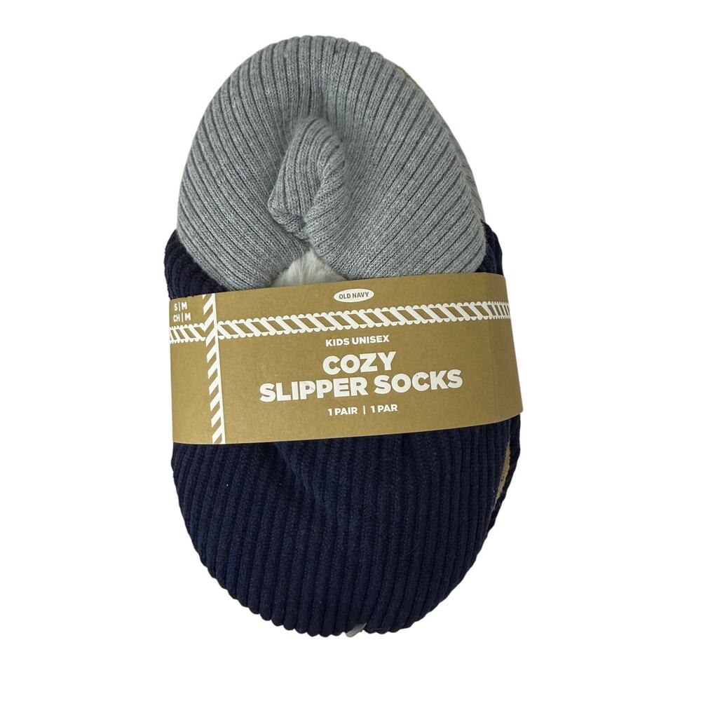 Old Navy Blue Corduroy Cozy Slipper Socks Kids Unisex Small